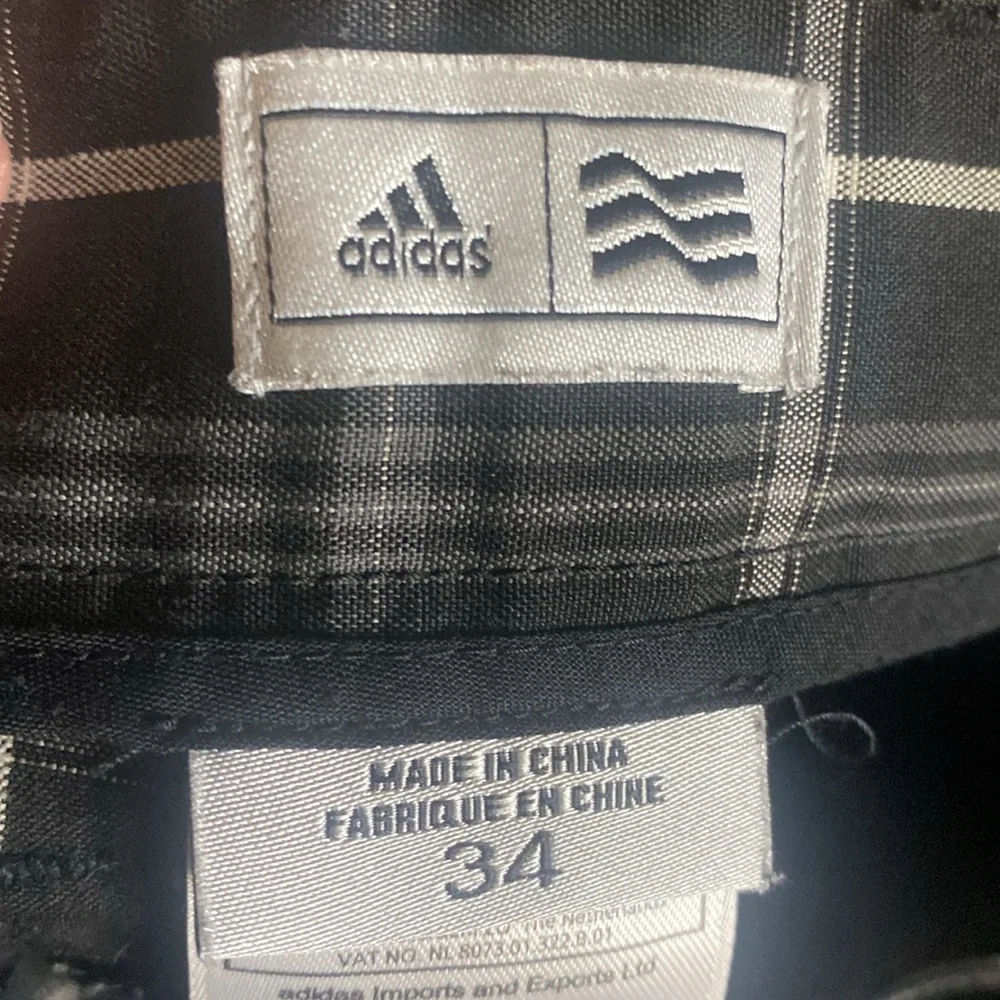 Adidas plaid men’s golf shorts size 34x12 black white and gray